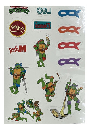 Calcomanía Tatuaje Temporal Hidrotransferible Tortugas Ninja Color Rojo Tortugas Ninja 2