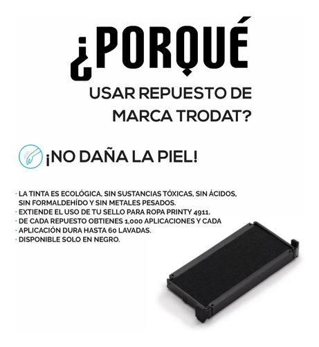 Imagen 5 de 5 de Cartucho De Repuesto Para Sello De Ropa Trodat 4911 Pack 2