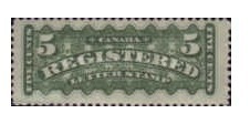 Sello Postal De Canadá 1875 Registrado 5 C Verde