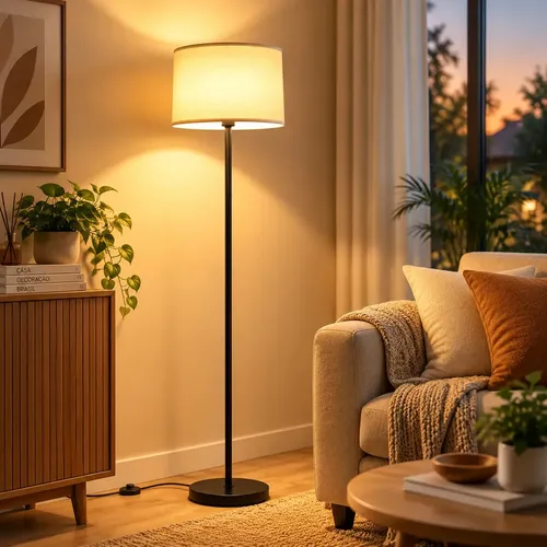 Luminária de Chão Coluna LucZeng Nórdica Com Cúpula Branca Para Quarto e Sala
