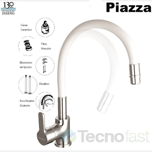 Combo Bacha + Griferia Piazza Flexible Colores Moncomando