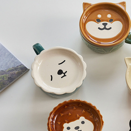 Taza De Cerámica Con Plato Y Grabado 3d Kawaii