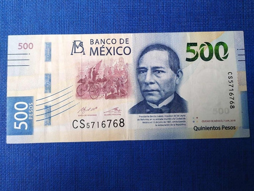 Billete De 500 Pesos, Hilo 3d Azul 