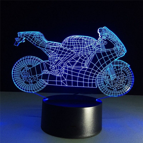 Motocicleta Led 3d Óptica Luz Nocturna Figura De Acción