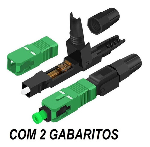 Imagem 1 de 9 de 100 Pcs Conector Rápido Fibra Optica Ftth Sc Apc Single Mode
