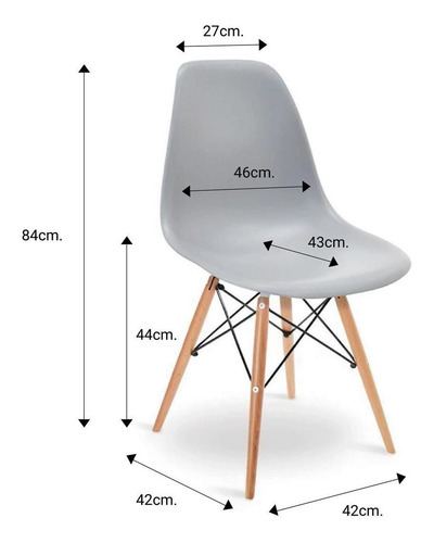 Set 4 Silla Tipo Eames De Comedor Modernas Colores