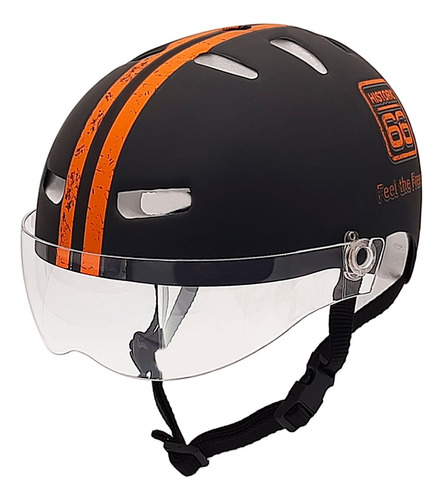 Capacete Kraft Bike Vision Historic 66 Preto G