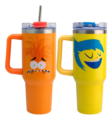 Juego De Termos Pixar Disney Intensamente 2 Alegría 2pzas Color Naranja Y Amarillo