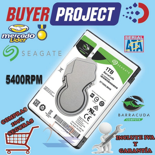 Imagen 2 de 4 de Disco Duro Seagate Barracuda 1tb Sata 2.5'' 5400 Laptop 7mm