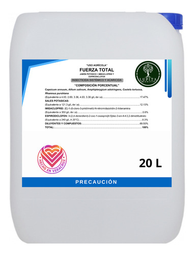 20 L Insecticida minador diaphorina pulgon gusano acaro barren Lupita Bonita JPNR Fungicida y Acaricida