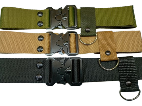 Cinturon Tactico Cobra Militar 4 Cm C/presilla Hebilla Metal Verde Militar Nylon Xxl