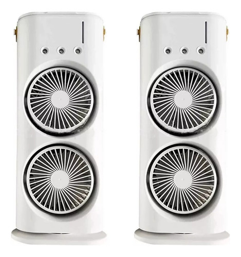 2 Pack Ventilador Doble De Escritorio Humificador Giratorio 14.7 Cm 50hz/60hz Blanco Blanco Plástico 6