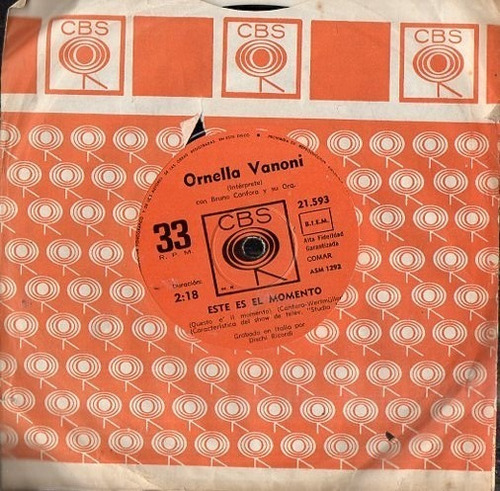 Ornella Vanoni - Este Es El Momento - Disco Simple Vinilo