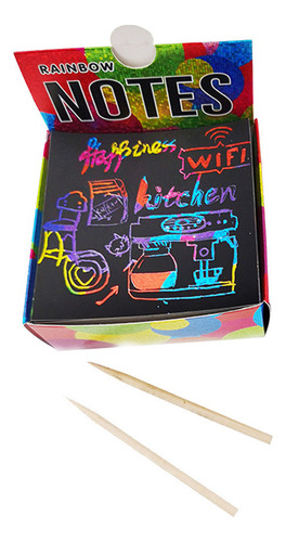 Conjunto L Scratch Notes Doodle Art Com 100% De Papel Hologr