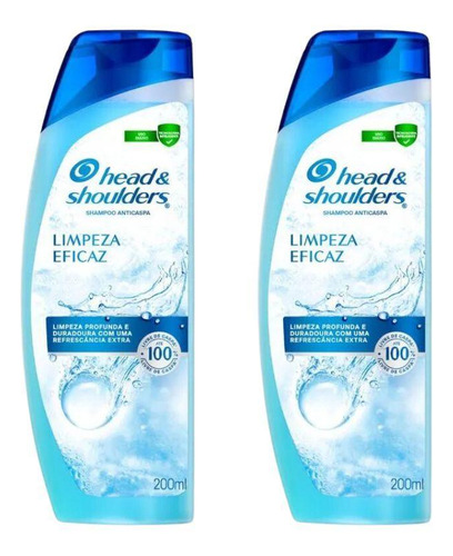 Shampoo Head & Shoulders 200ml Anticaspa Limpeza Eficaz- 2un