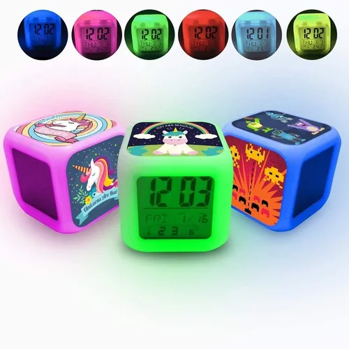 Reloj despertador luz led con sus láminas sublimables