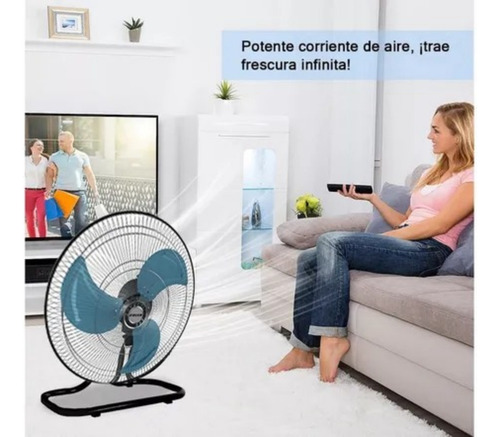 Ventilador 3 En 1 18 Pulgadas Negro Con 3 Aspas De Metal 1.27 M 60 Hz Negro Pateado Metálico 3