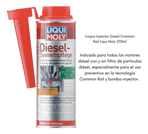 Limpia Inyector Diesel Common Rail Liqui Moly 250ml Telotenemos