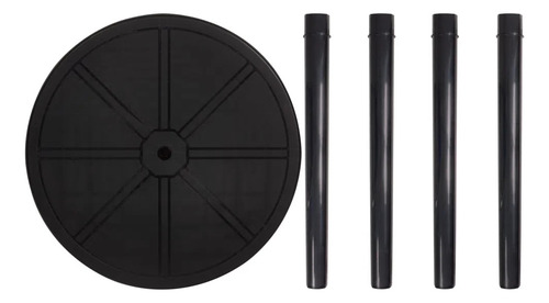 Kit 3 Mesas Plástica Redonda Desmontavel 90cm Preta