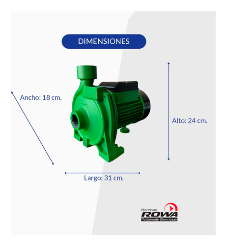 Bomba Centrifuga Rowa Cpm 146 0.75 Hp 220v - 2,6 Bar Ip44 Color Verde Fase eléctrica Monofásica