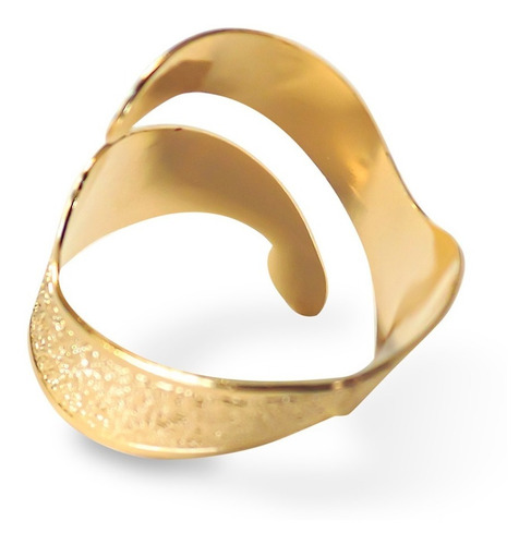 Imagen 3 de 6 de Anillo Satinado Calado Enchapado Oro 18 K