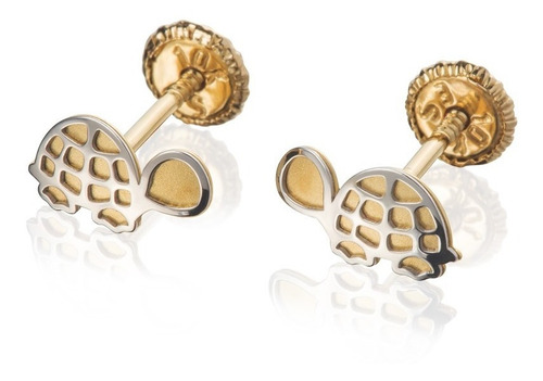Aretes De Oro 14k Broquel Tortugas