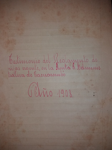 Testimonio Reglamento Rifas De Tacuarembo Julio Oliver 1908