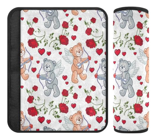 Hearts Brown Bears Valentine Day Seat Belt Cover 2 Pack Car