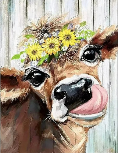 5d Pintura Por Diamantes Vacas Felices Decoracion 40x30cm