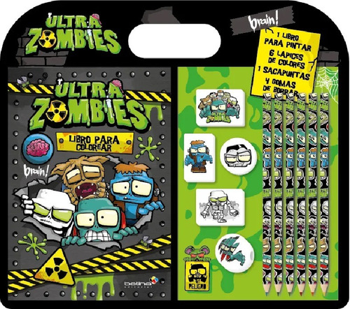 Ultra Zombies Brain Kit Infantil Para Pintar Libro + Lapices
