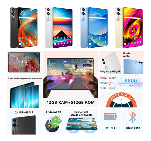 Tablet S12 Android 13 512gb +12gb Ram Con Gpt