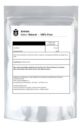 Eritritol Cristal 1kg - 100% Puro - Soldiers Nutrition