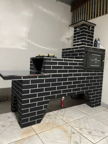 Forno + Fogão A Lenha Pré Moldado Inóx Pintado