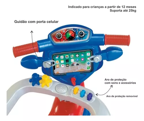 Triciclo carrinho infantil patrulha canina motoca tico tico com empurrador  multibrink