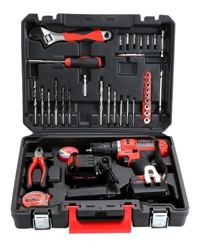 Imagen 3 de 3 de Taladro eléctrico destornillador Teeno 5816-35 inalámbrico 1550rpm 50Hz/60Hz rojo 21V