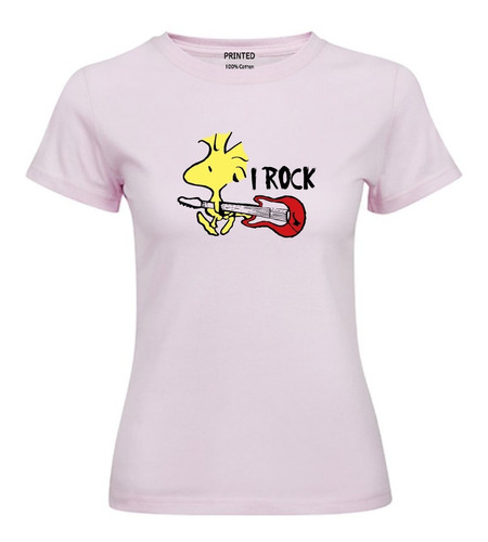 Polera Estampada Mujer Snoopy Woodstock  Rock