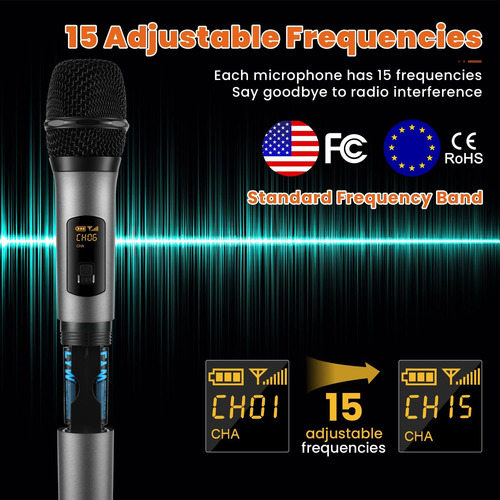 Sistema De Micrófono Inalámbrico Dual Uhf Inalámbrico Para K