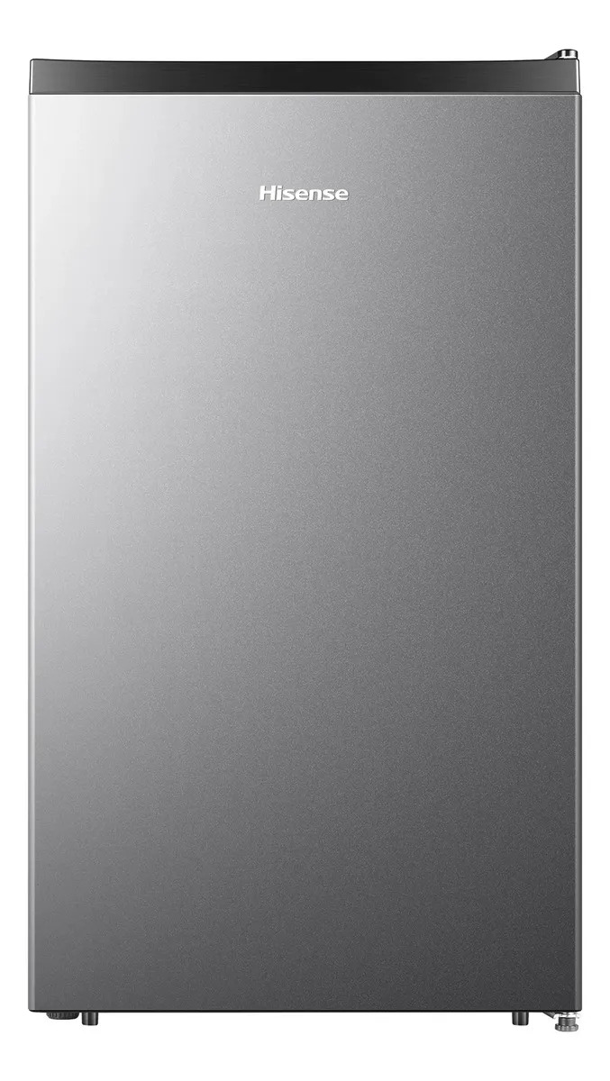 Hisense RR33D6AGX1- Frigobar,3.3 pies cúbicos,Termostato ajustable,Congelador independiente,Estantes para botellas de 2 litros,48x45x84cm(AnchoxLargoxAlto),Gris