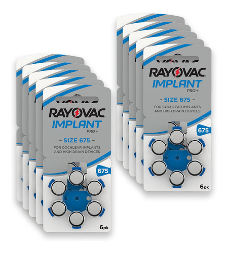60 Baterias 675 Auditivas Rayovac Pr44 Implant Coclear Pro+
