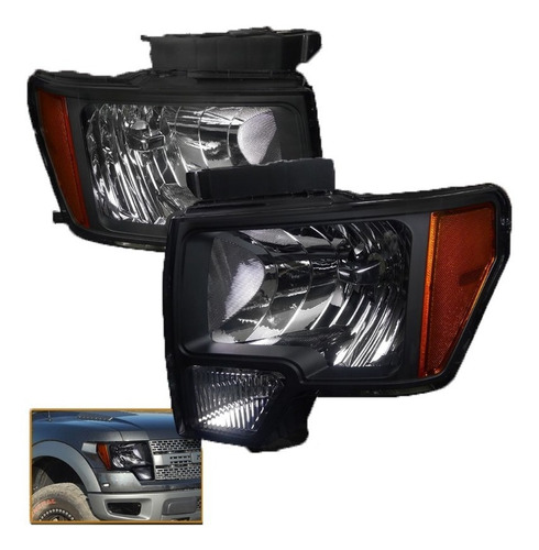 Faros Negros Para Ford F150 2009 - 2014 Envío Gratis