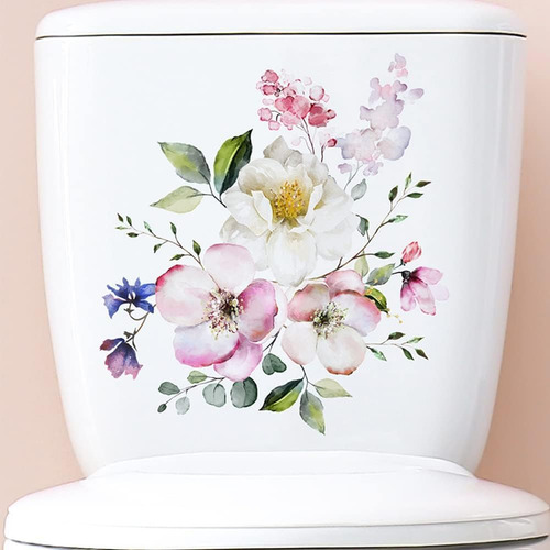 Calcomanías Adhesivas De Flores Para Tapa De Inodoro