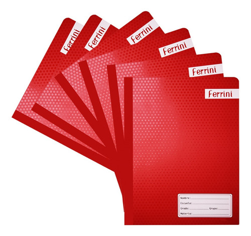 Cuaderno Profesional Cuadro Chico Cosido 100h 6-pack Ferrini Color Rojo