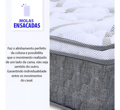 Cama Box King Colchão Mola Ensacada E Pillow Top 193x203cm