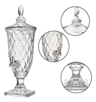 Comprar Suqueira De Vidro Dispenser Com Tampa Licoreira Suco Jarra 2l Diamante Cristal Transparente Snel Home