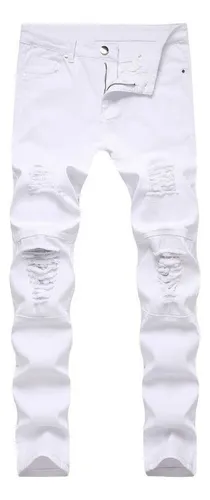 Pantalones blancos rotos para hombre sales
