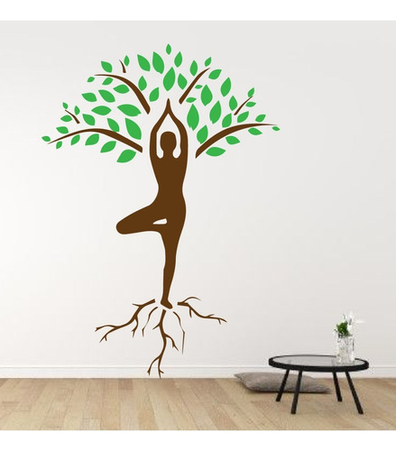 Vinilo Decorativo Meditación Yoga Árbol De La Vida Sticker 