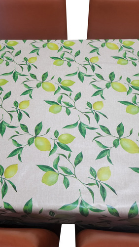 Mantel Mesa Rectangular 1.4x3m Impermeable Cuerina Afelpada Limones