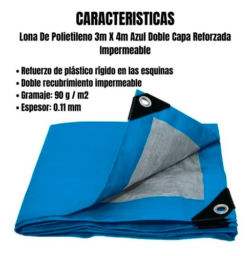 Imagen 2 de 3 de Lona De Polietileno 3m X 4m Azul Roja O Verde Aksi