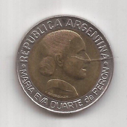 Eva Peron Moneda De 1 Peso Bimetalica