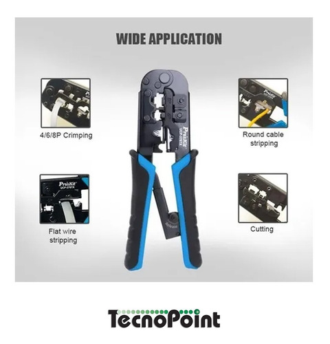 Imagen 5 de 10 de Pinza Crimpeadora 4p/6p/8p Prounion Proskit Ucp-376tx